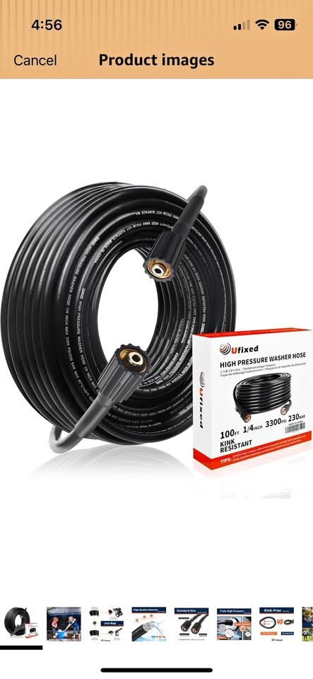 Pressure Washer Hose 100FT 1/4 Inch 3300 PSI Brass M22