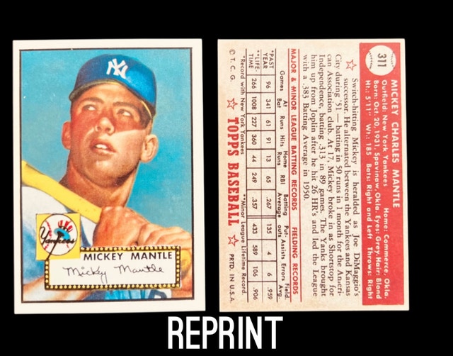 1952 REPRINT Mickey Mantle Topps Rookie Card