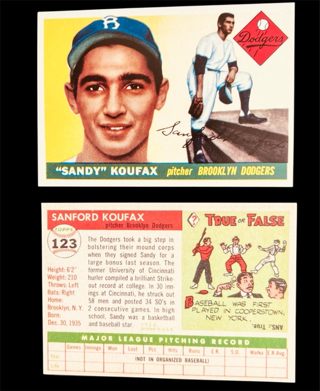 1955 Sandy Koufax Brooklyn Dodgers Rookie Card REPRINT