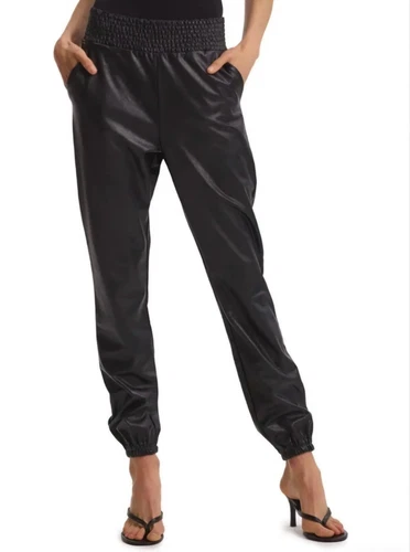 Commando Faux Leather Smocked Jogger Pants Black XS New No Tags - photo 2