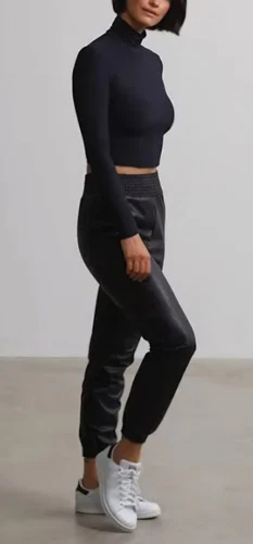 Commando Faux Leather Smocked Jogger Pants Black XS New No Tags - photo 3