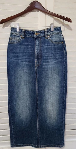 True NYC Denim Midi Skirt - Size 27 - Made in Italy - photo 4