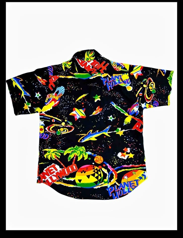 Vintage Rare 90's Planet Hollywood All Over Print Button Up Shir
