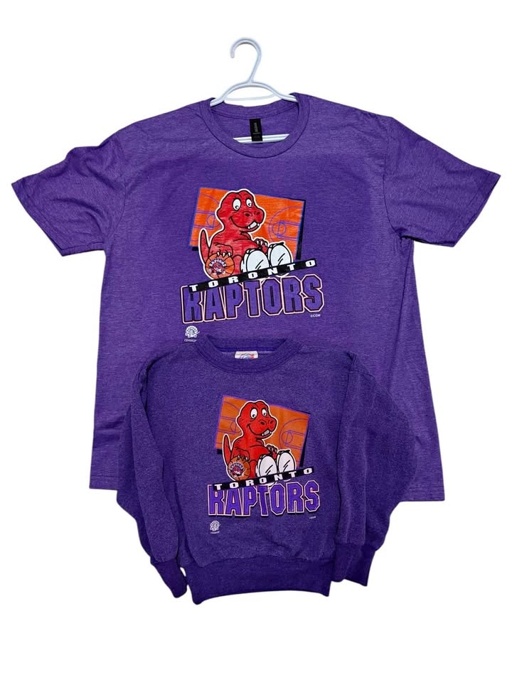 Vintage 1994 Toronto Raptors Baby Raptor Replica T-Shirts x2