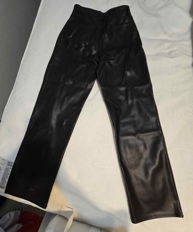 SZ 27 Regular Length 90S Re-Laxed Vegan Leather Pant (Black) - photo 2