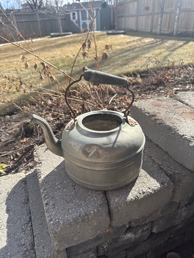 antique metal kettle
