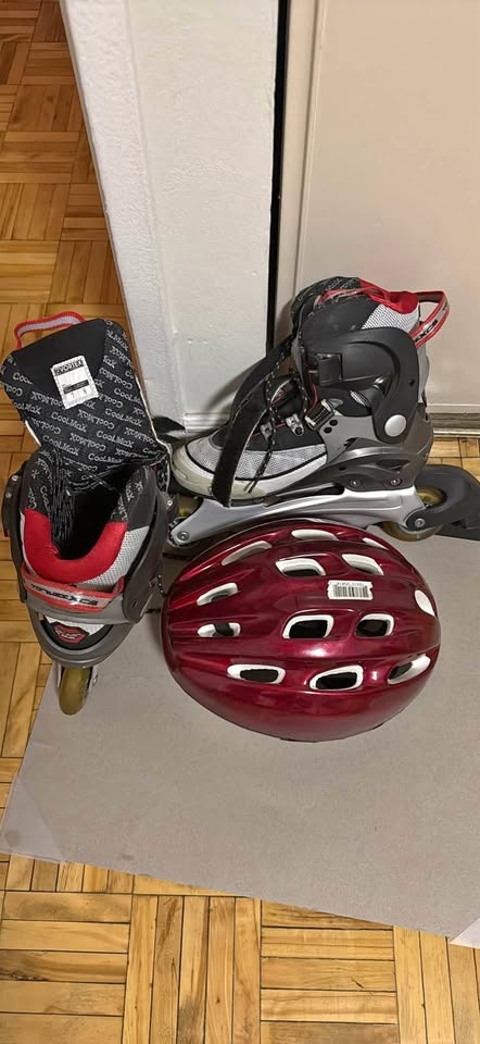 Vortex Inline Rollerblades + Red Helmet Set – Men’s 7 / Women’s