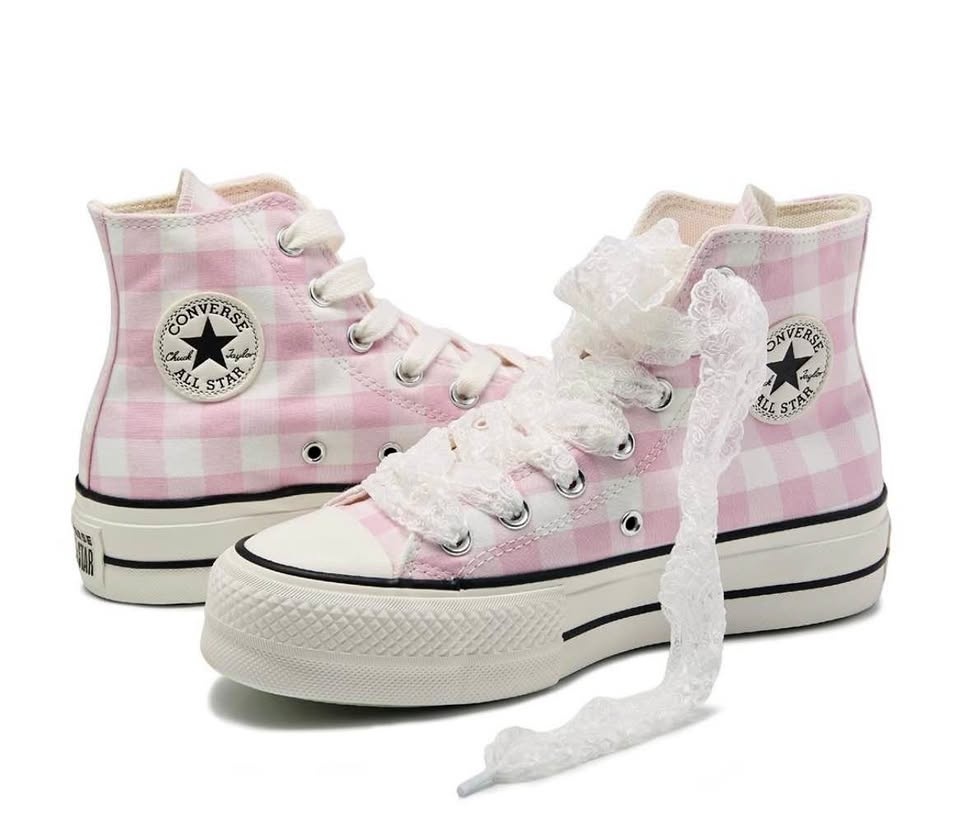 Women Converse Shoes - Size 8 & 10 Pink Gingham
