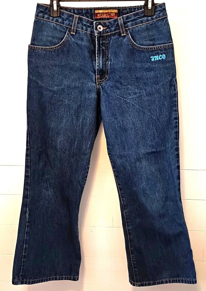 Vintage JNCO Jeans Flared Capri Rainbow Stitching