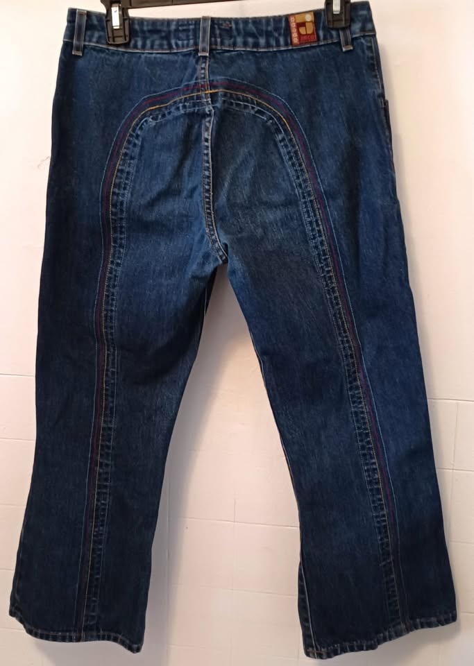 Vintage JNCO Jeans Flared Capri Rainbow Stitching - photo 3