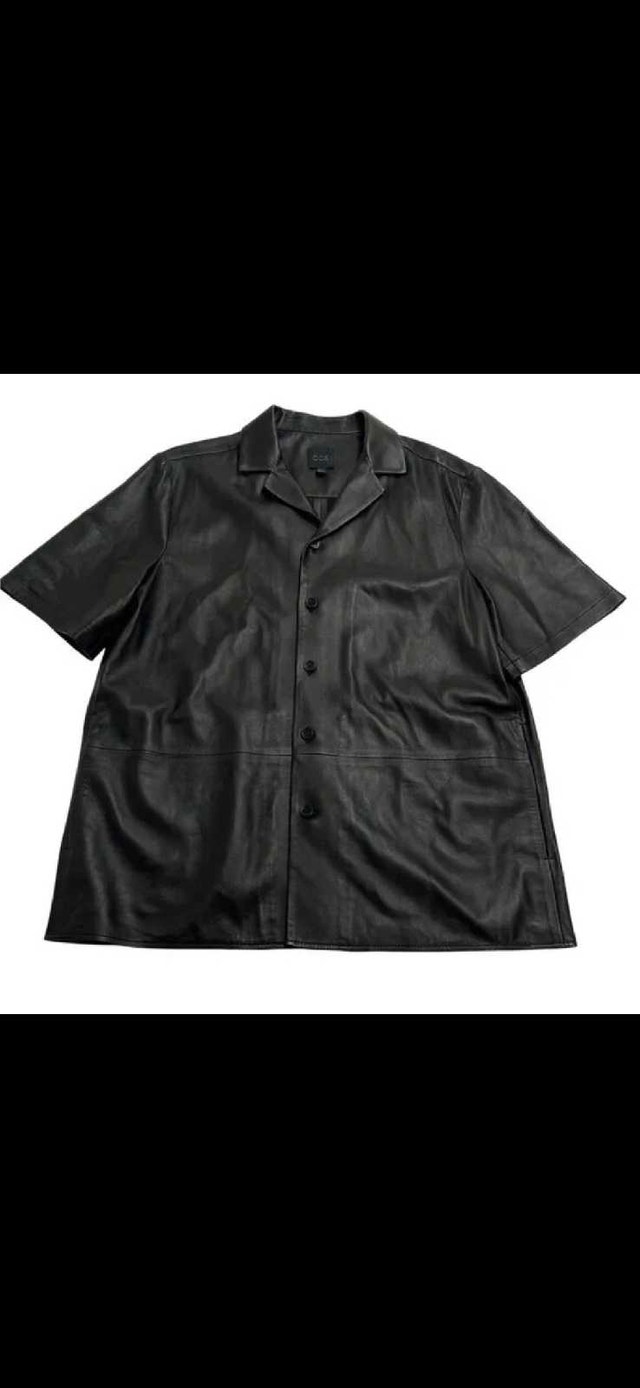 [NEW] COS Short Sleeve Leather Shirt - Mens Medium (Black) - photo 2