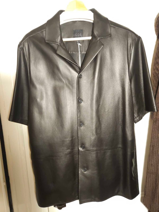 [NEW] COS Short Sleeve Leather Shirt - Mens Medium (Black) - photo 3