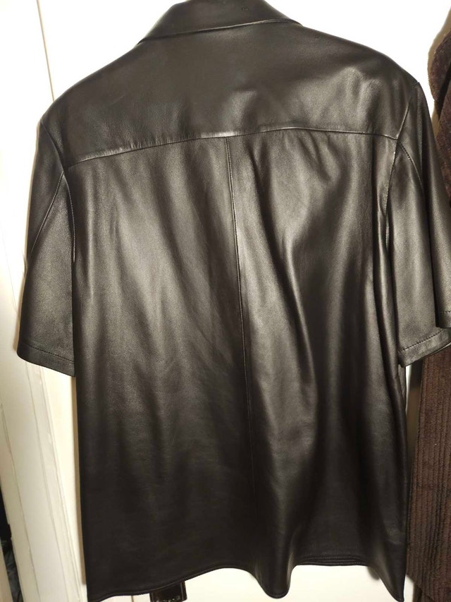 [NEW] COS Short Sleeve Leather Shirt - Mens Medium (Black) - photo 4