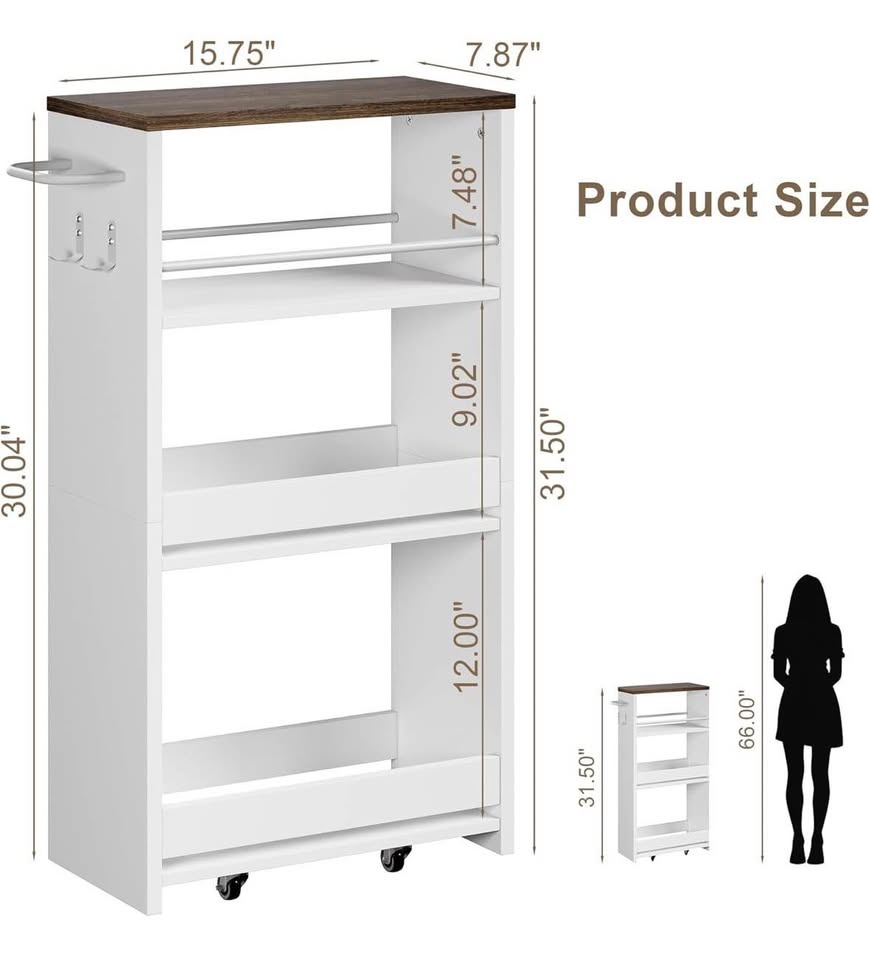 4-Tier Slim Storage Cart with Handle - photo 2