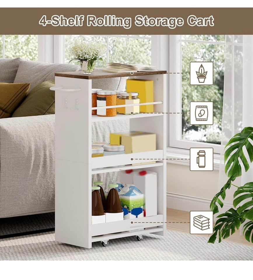 4-Tier Slim Storage Cart with Handle - photo 3
