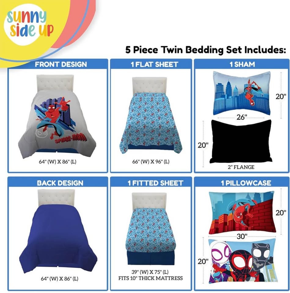Spiderman New Comforter Set - 5 Piece Twin Bedding - photo 2