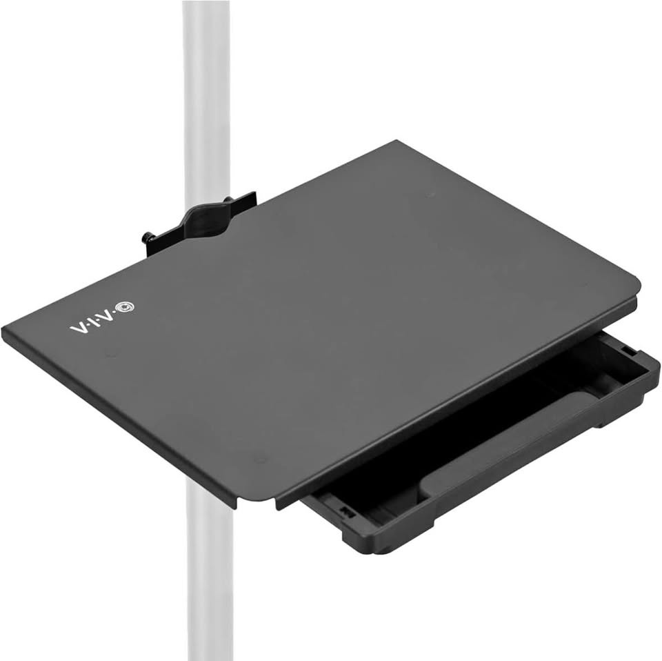 New pole mount shelf with drawer 14 x 10 alloy steel black matte