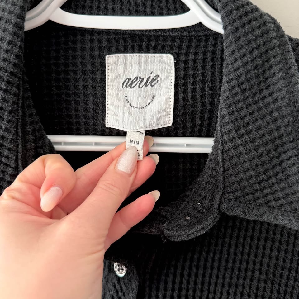 Aerie Waffle Shirt Black Size Medium - photo 2
