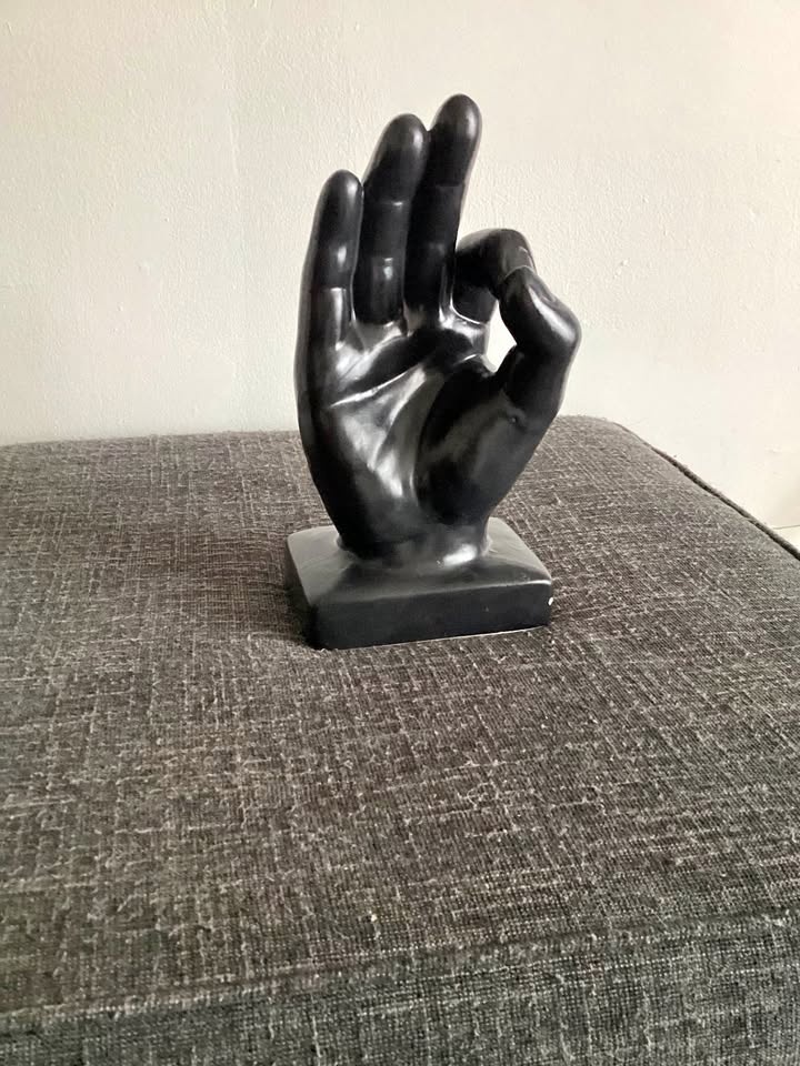 Ceramic Black Hand Gesture Figurine
