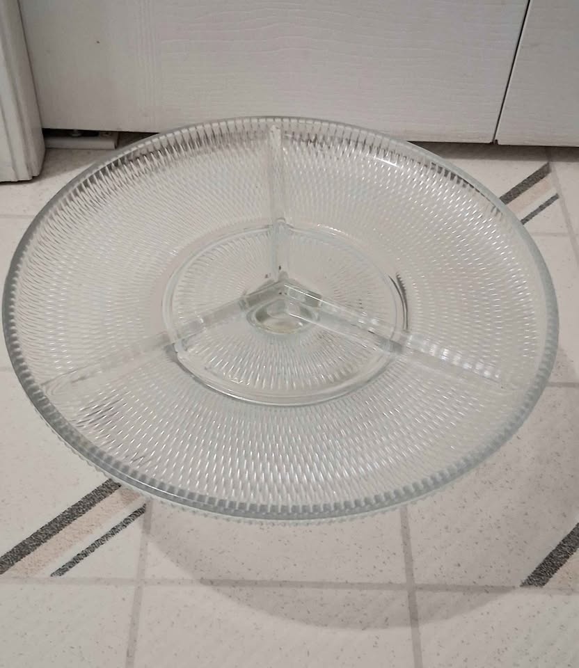 Clear Glass Divided Cake Stand Pedestal Platter - photo 4