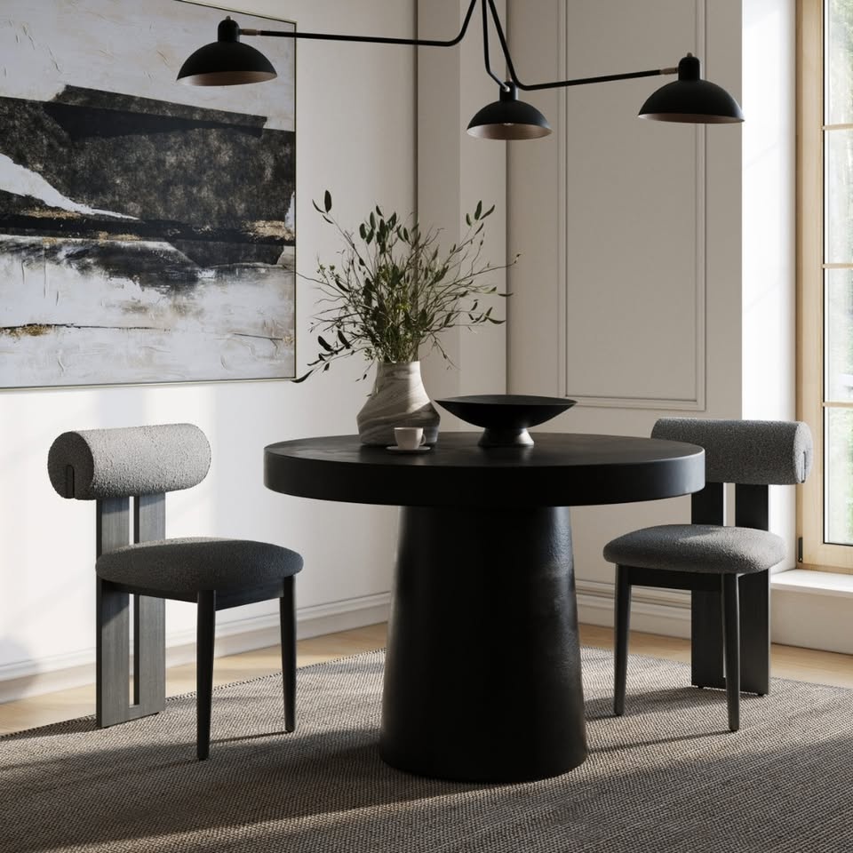 Round Concrete Dining Table – Black - photo 4
