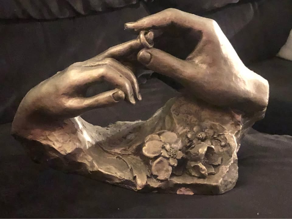 Austin Production Wedding Ring Hands Sculpture 1980