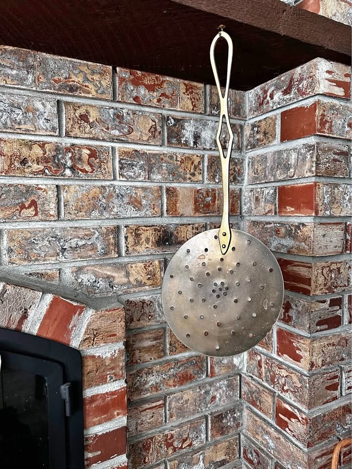 Vintage Brass Chestnut Skimmer | Mid Century Fireplace Wall Deco