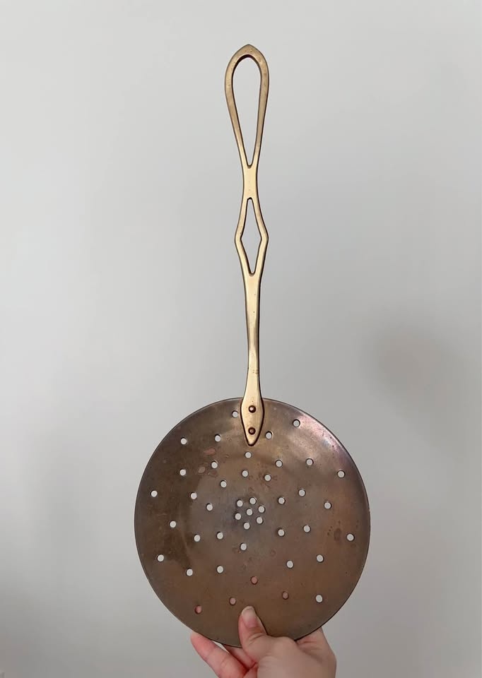 Vintage Brass Chestnut Skimmer | Mid Century Fireplace Wall Deco - photo 2