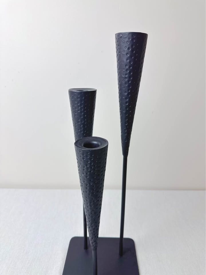 Mid Century Modern Brutalist 3 Candleholder Iron Candelabra - photo 3