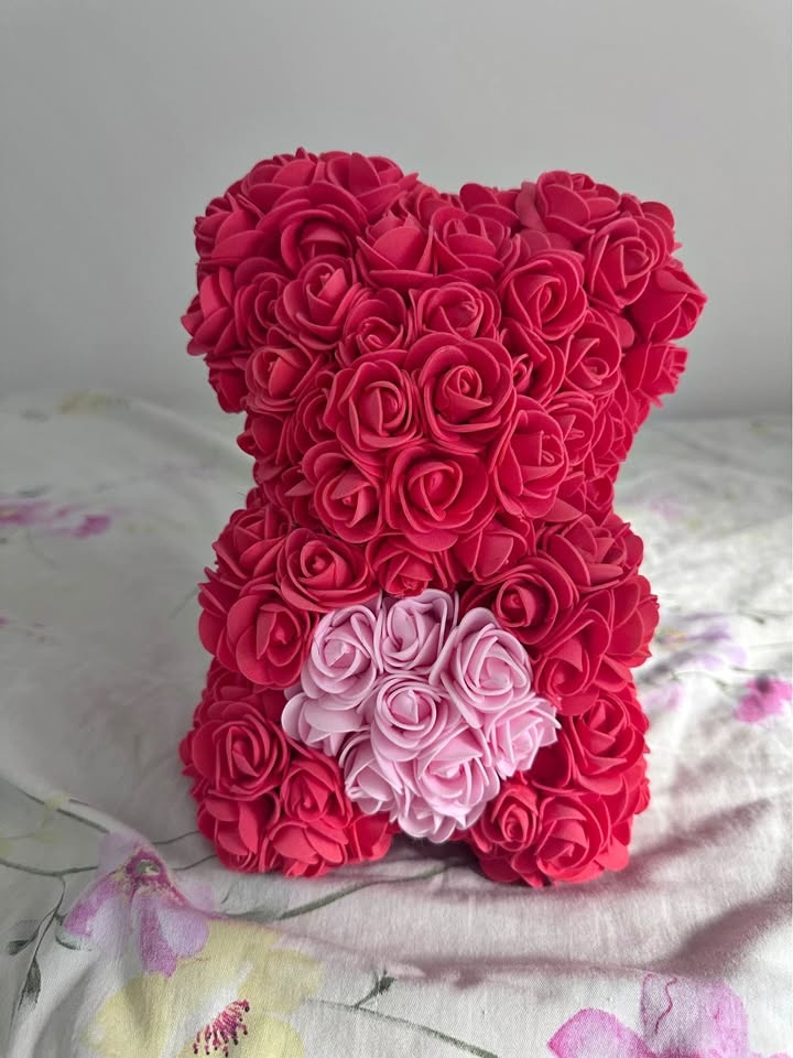 10” tall valentines rose bear