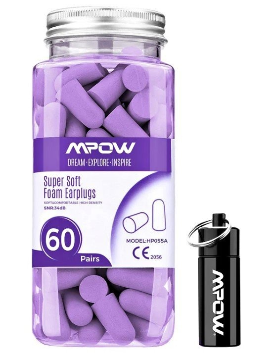 Mpow Soft Ear Plugs for Sleeping, 60 Pairs Reusable Foam Earplug