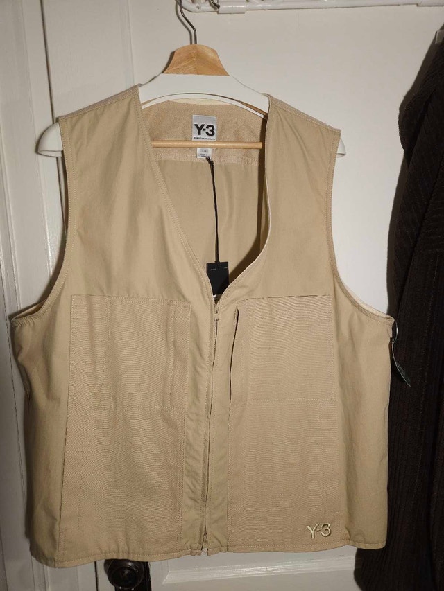 Y-3 Khaki Heavy Poplin Workwear Vest - Mens Large - photo 4