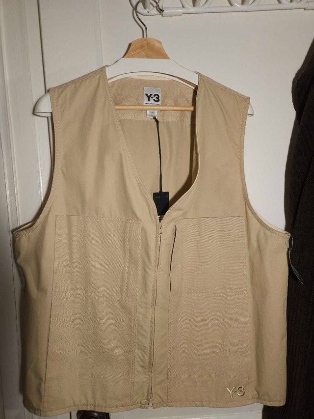 Y-3 Khaki Heavy Poplin Workwear Vest - Mens Large - photo 5