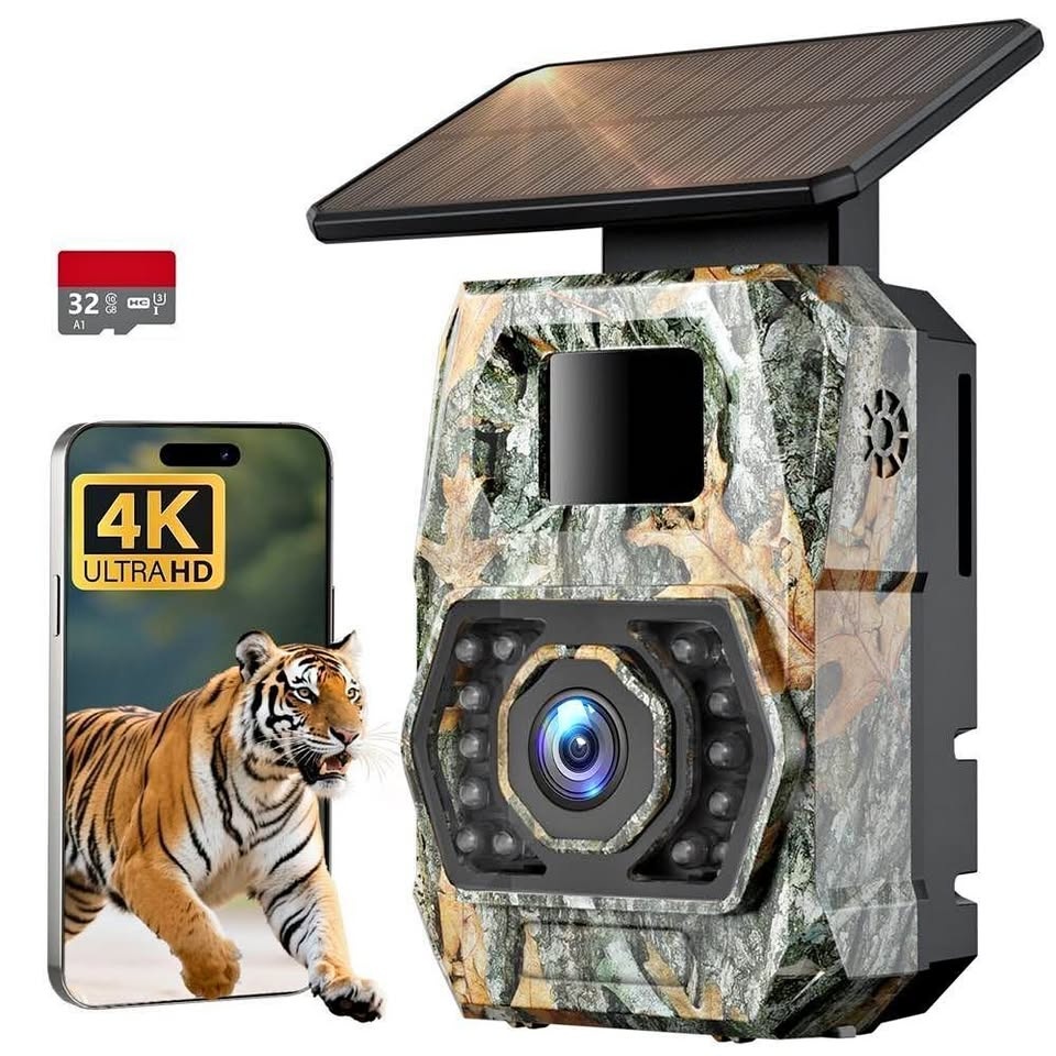 Solar Trail Cameras 60MP 4K WiFi Bluetooth Game Camera