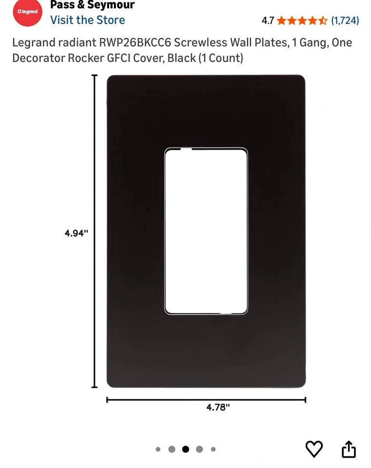 Legrand radiant 1-Gang Decorator/Rocker Screwless Wall Plate, Bl