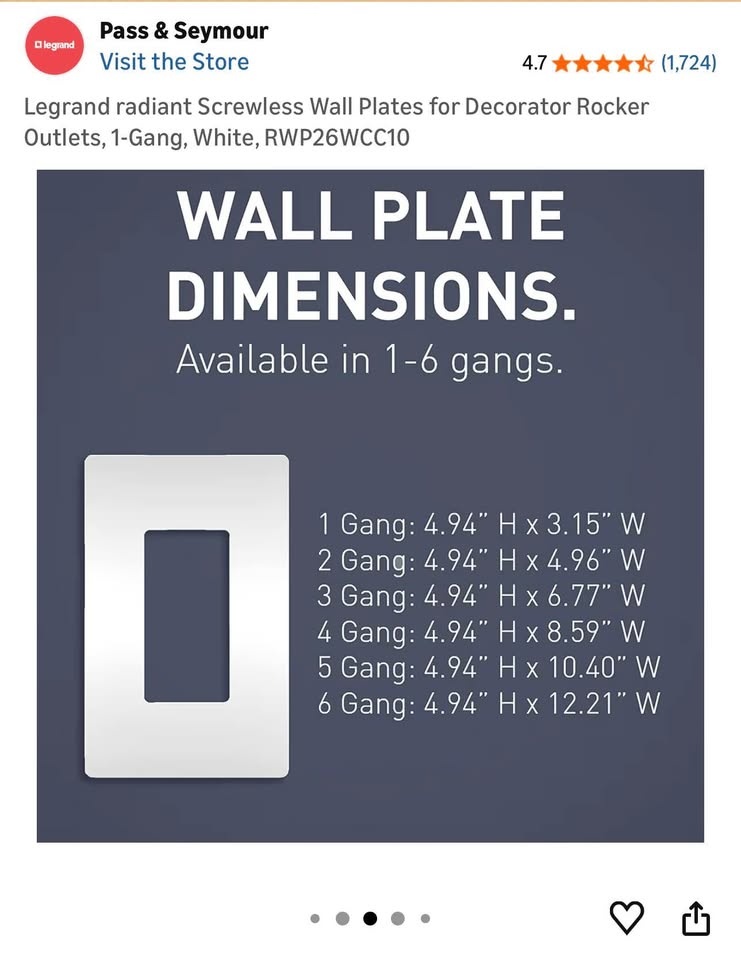 Legrand radiant 1-Gang Decorator/Rocker Screwless Wall Plate, Bl - photo 4