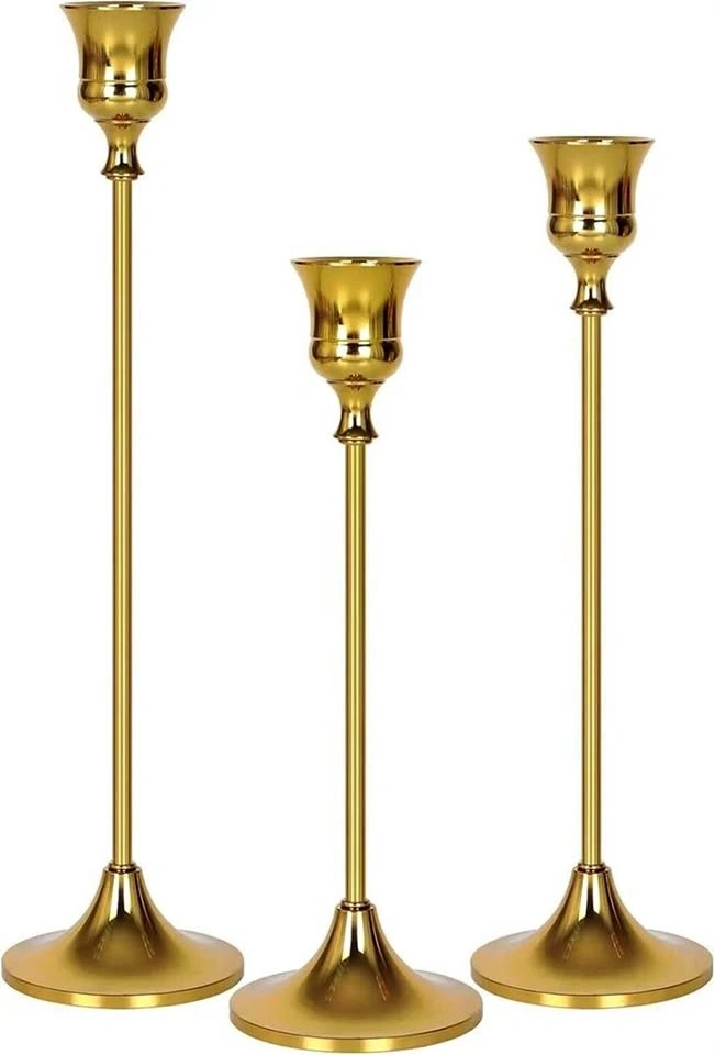 Gold Candlestick Holders - Set of 3 - Brand New!