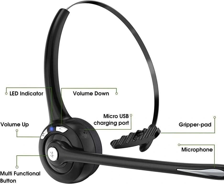 Bluetooth Headset with Mic, Wireless Noise Cancelling