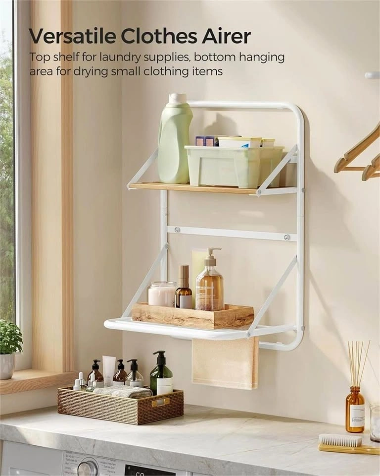 Wall Mounted Drying Rack with Shelf & Rods - Brand New
