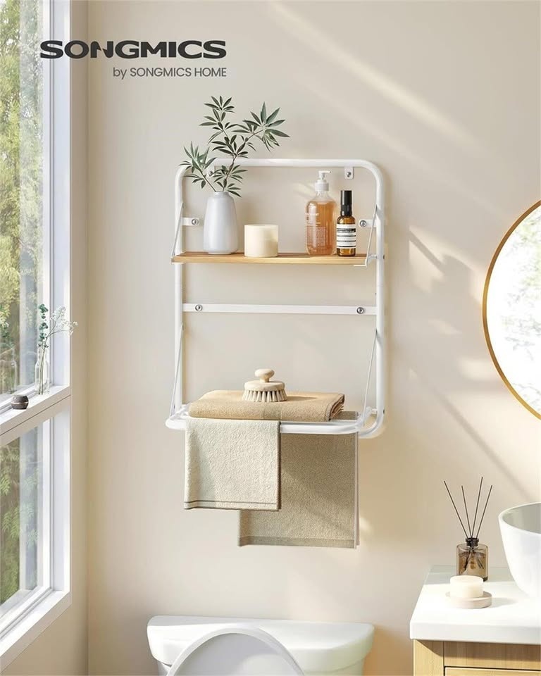 Wall Mounted Drying Rack with Shelf & Rods - Brand New - photo 3