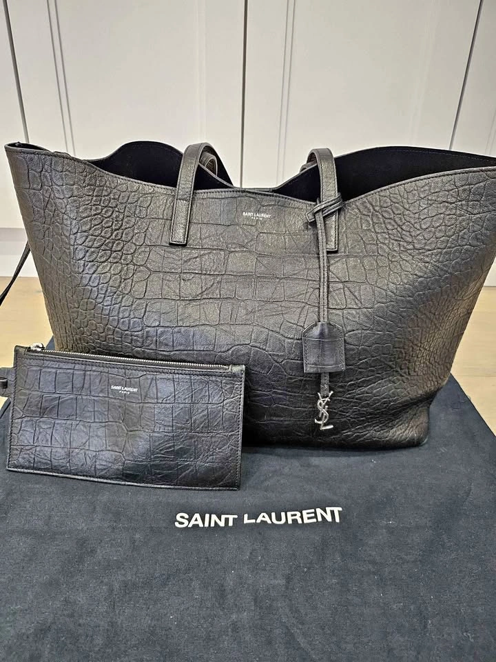 YSL Saint-Laurent Shopping Tote Black Leather