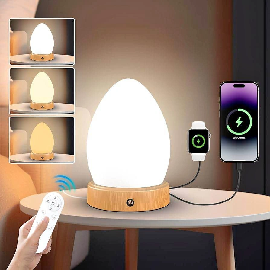 Desk Lamp with Remote, 3 Color Dimmable, USB Charging Port