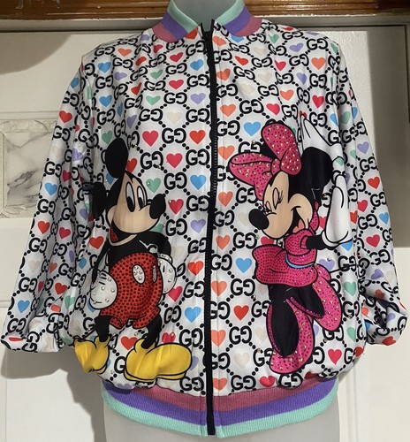 Zippered jacket with Disney drawings and rhinestones, size S/M,