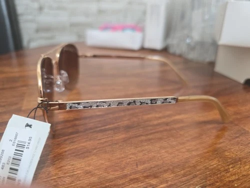 Women Aviator Sunglasses Gold Metal Brown Lens UV400 Animal Prin - photo 4
