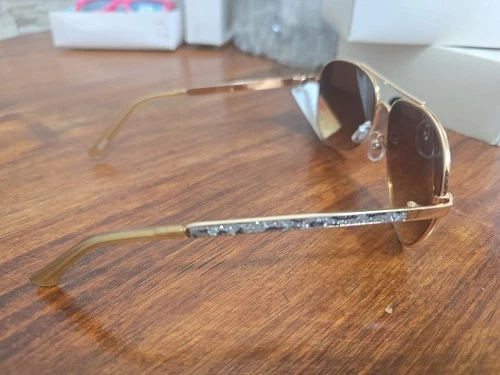 Women Aviator Sunglasses Gold Metal Brown Lens UV400 Animal Prin - photo 5