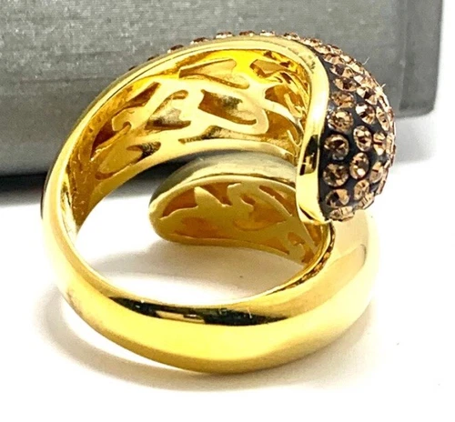 18k Yellow Gold & Jewelry Bronze 3.00ctw Crystal Ring - photo 3