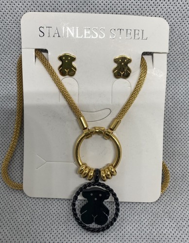 Stainless Steel Long Neck Chain with Medal and Earrings Set for - photo 3