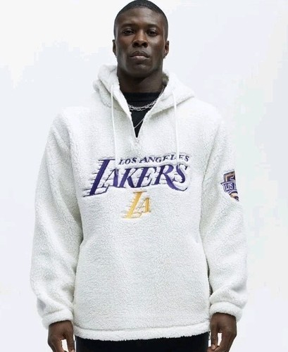 Lakers NBA Sherpa Hooded Sweatshirt, White, Size L - photo 2