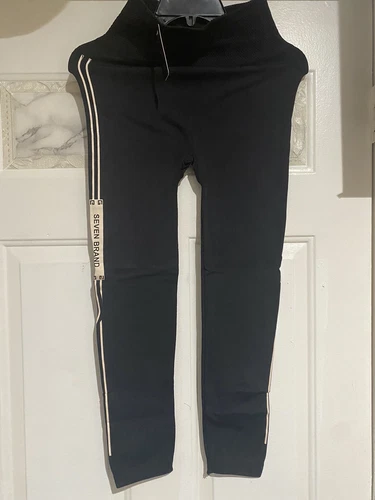 JERA Leggings Women's Pants - Black w/ Beige Stripe