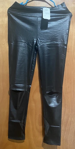 AZZ trading women's leather pants w/ knee openings - Black XL - photo 3